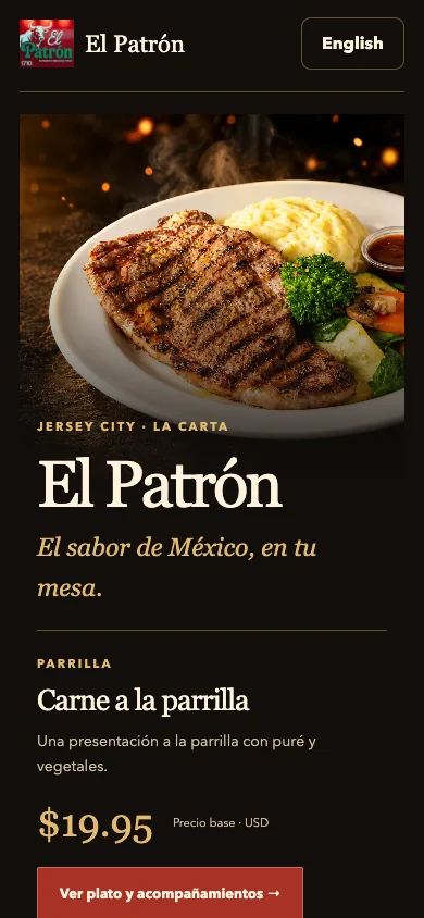 Menú QR en el celular